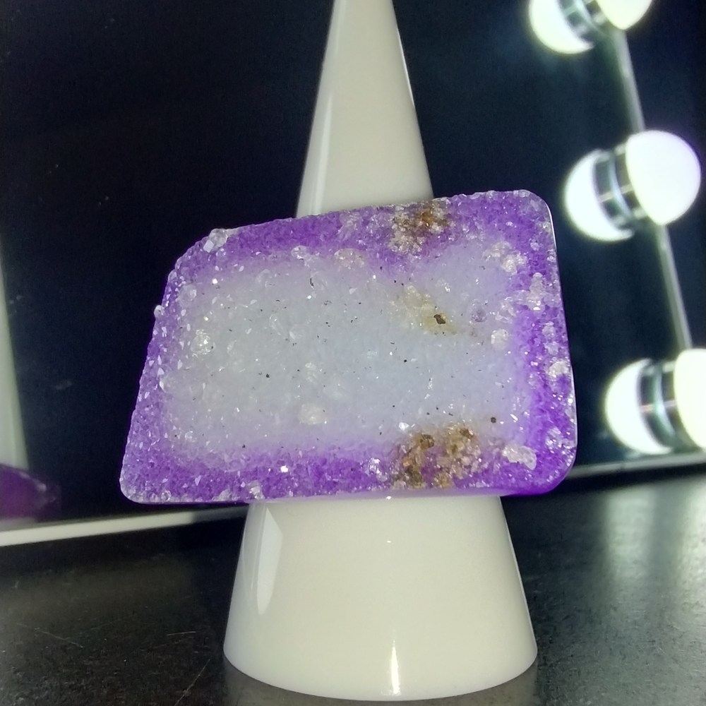 Elegant Purple Brazilian Quartz and Agate Women's Ring (8.5 US)